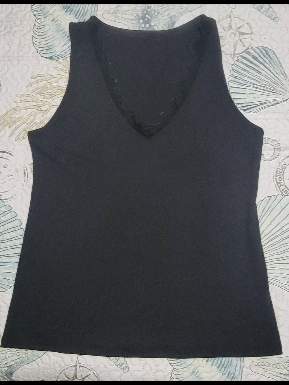 Black V-Neck Women's Knit Tank Top